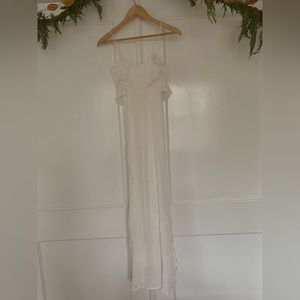 Zara Dresses - White Maxi Dress with Ruffle Detail, Size Small